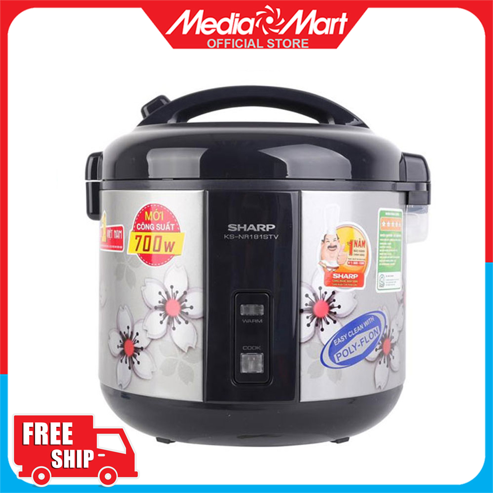 Nồi cơm điện cơ 1,8l sharp ks-nr181stv "ss"
