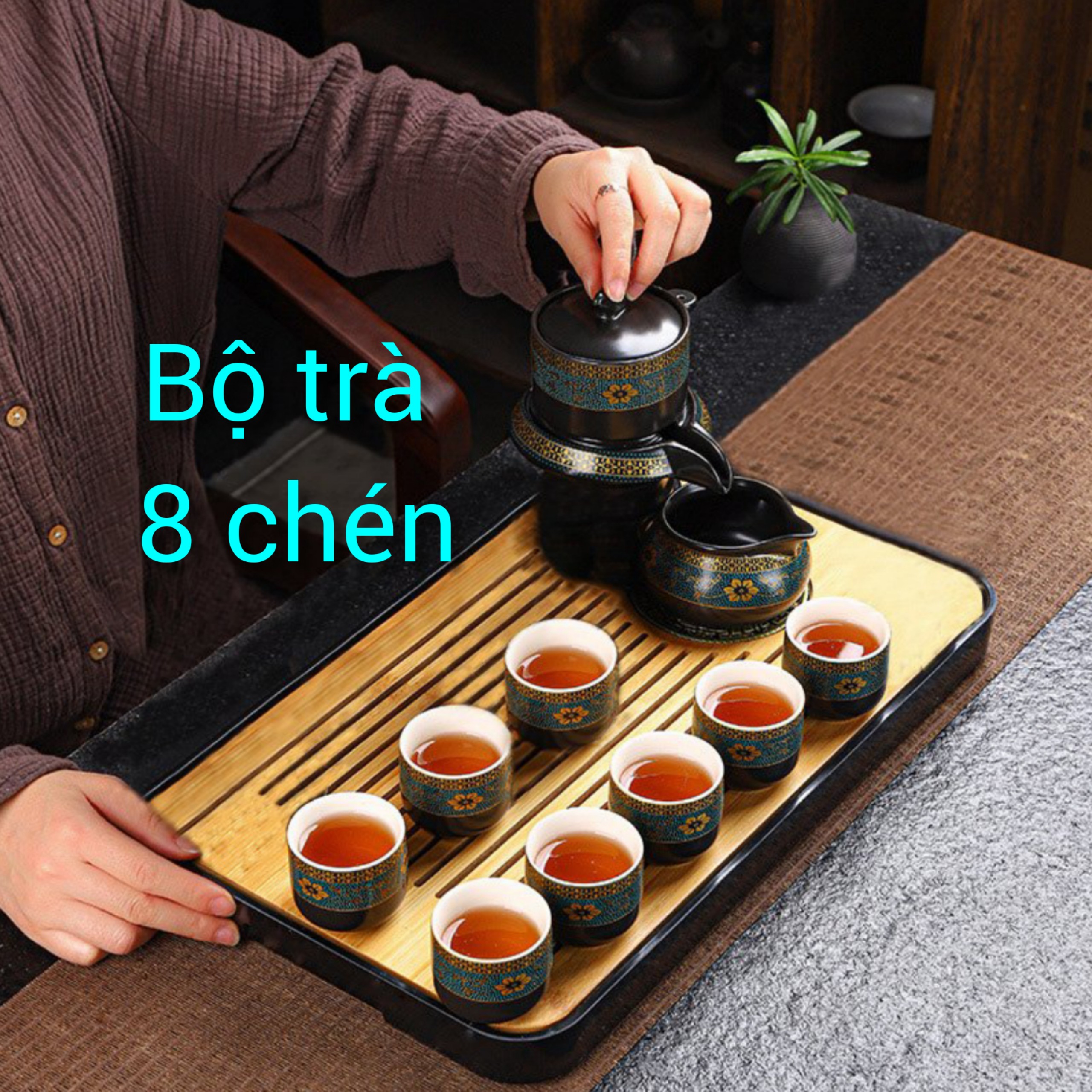 Bộ ấm trà hắc tử sa cao cấp 8 chén