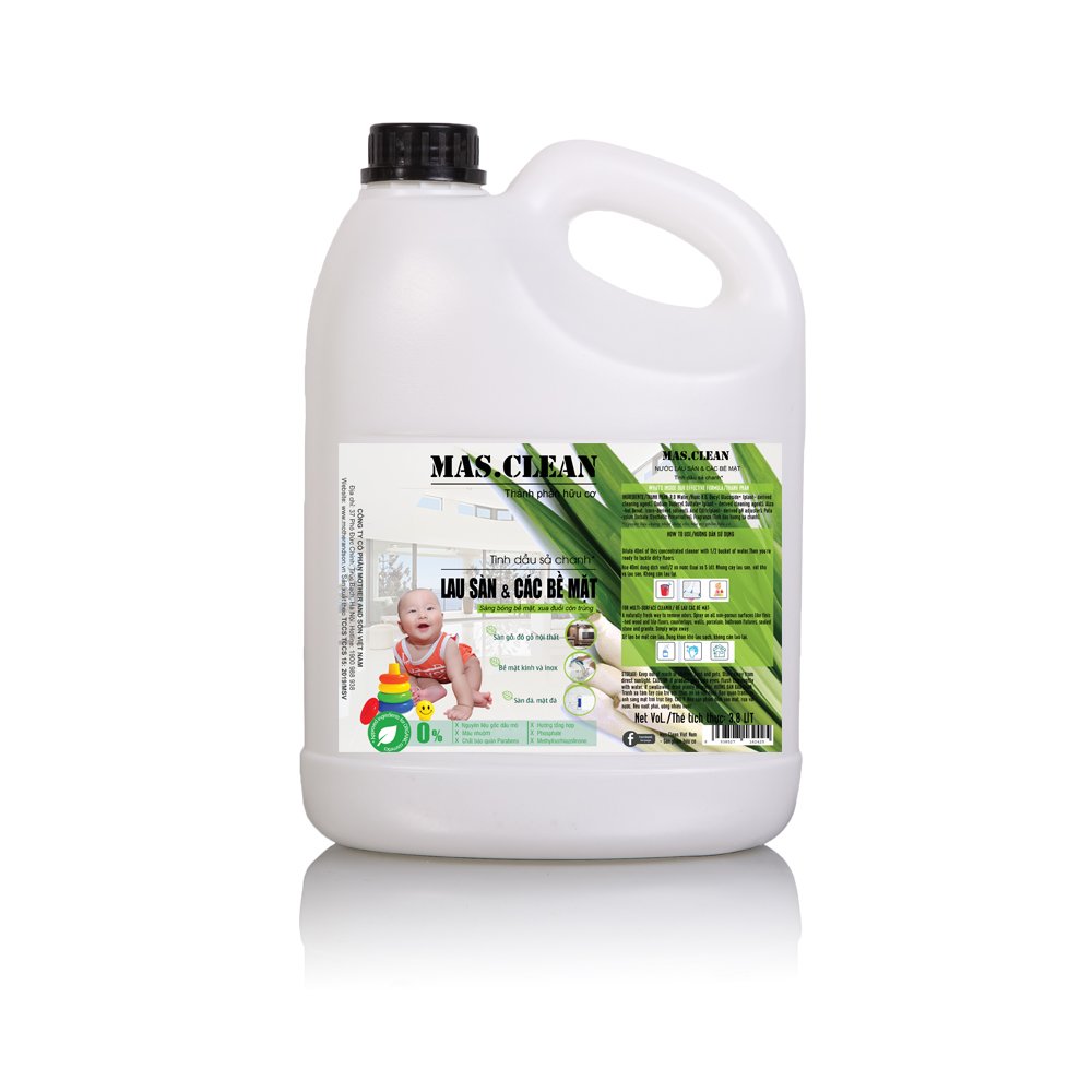 [HCM]Nước lau sàn hữu cơ diệt khuẩn MasClean - can 3.8L