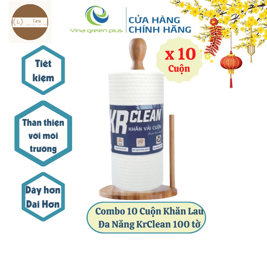 COMBO gồm 10 cuộn giấy lau bếp KRClean Trắng loại 100 tơ`- Giấy lau đa năng- giấy lau bếp - giấy lau tay loại 1