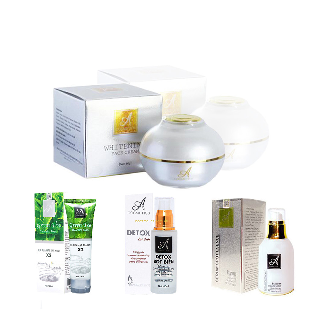 Combo face pháp + sữa rửa mặt trà xanh x2 + serum spot + detox bọt biển