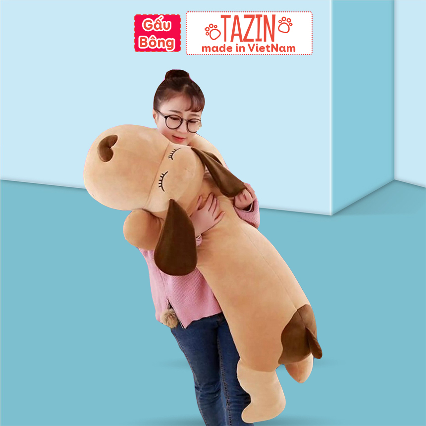 Gấu bông gối ôm chó mũi tim nhồi bông tazin shop, thú nhồi bông chó ngủ dễ thương