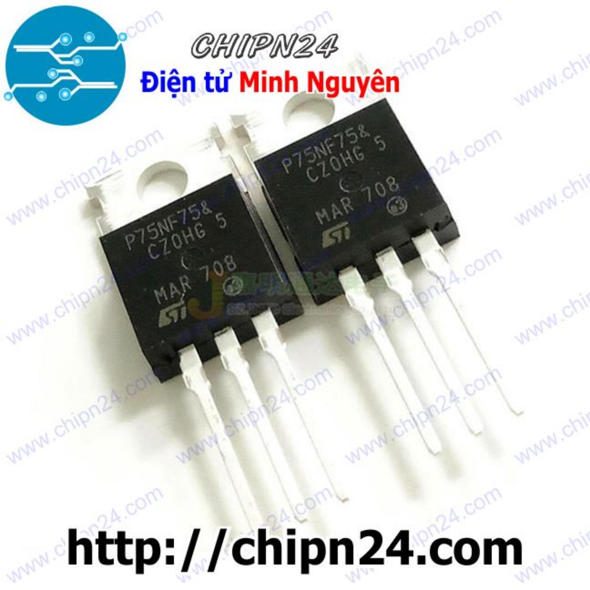 [1 con] (KT1) Mosfet 75NF75 TO-220 75A 75V Kênh N (P75NF75 STP75NF75 P75NF75B STP75NF75B)