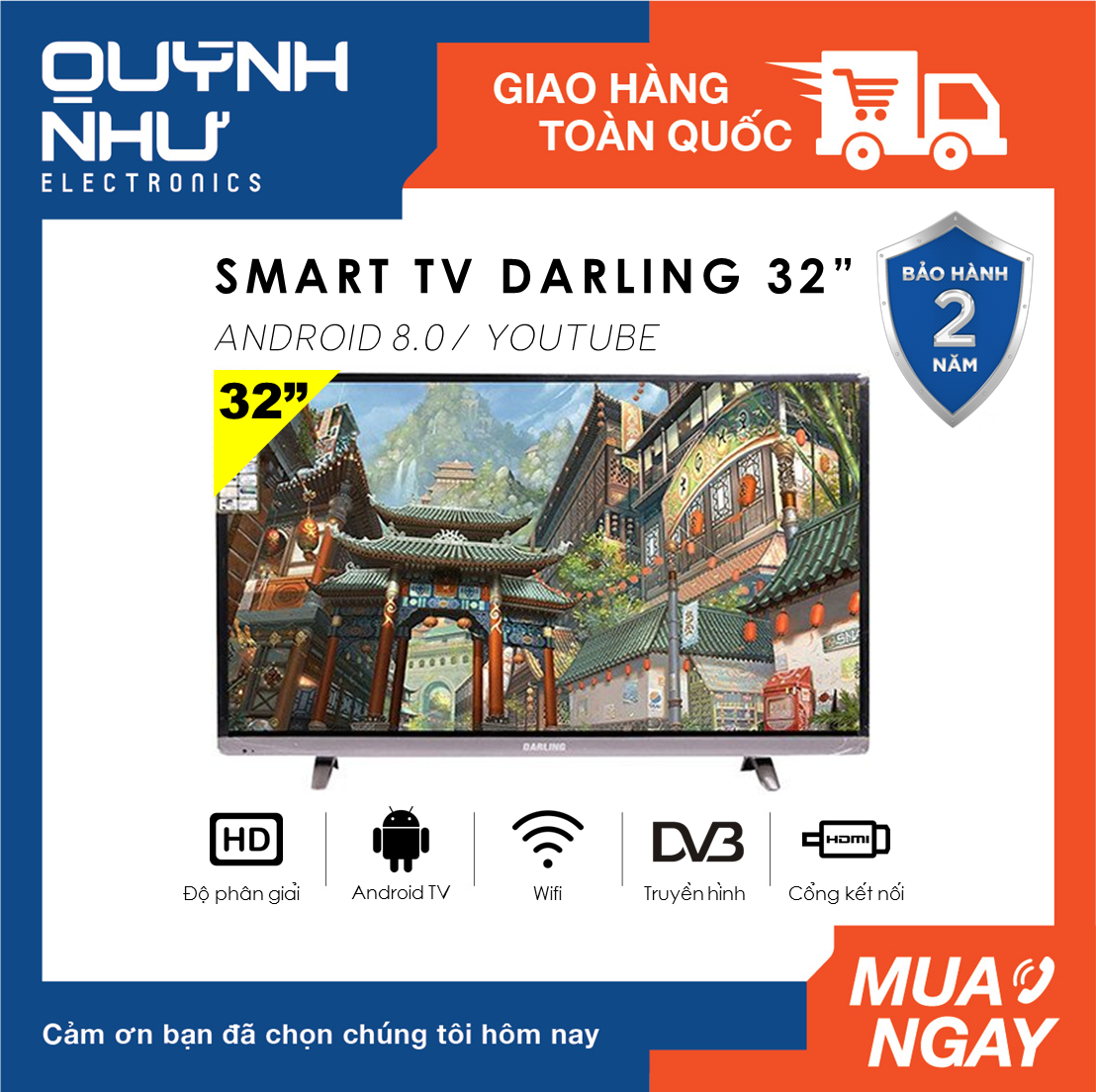 Smart tivi darling 32 inch kết nối internet wifi model 32hd960s1 / 32hd966s / 32hd964s - tivi giá rẻ - bảo hành toàn quốc 2 năm