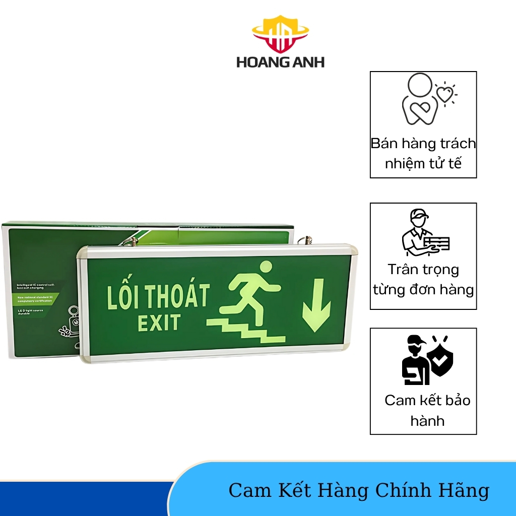 Thiết Bị Phòng Cháy Chữa Cháy - Đèn Exit Chỉ Dẫn Thoát Hiểm Xuống Cầu Thang Bên Phải DEN-TH-05