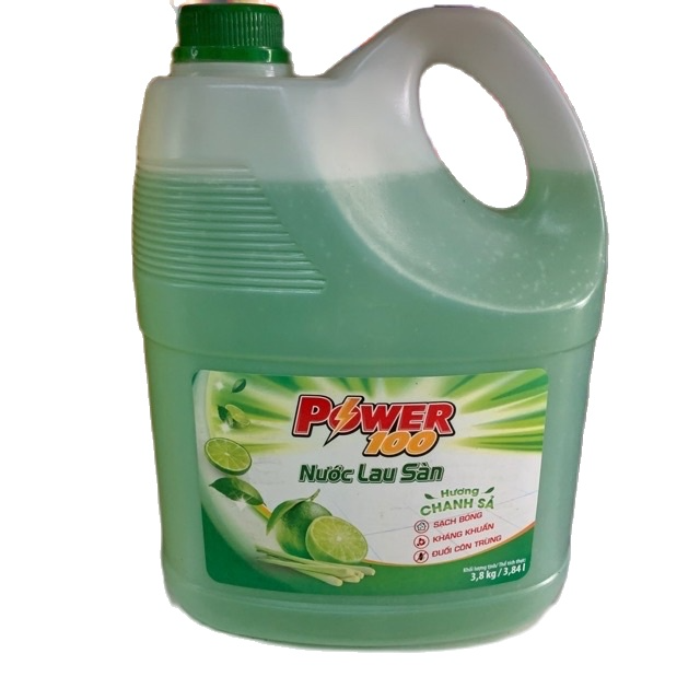Nước lau sàn Power100 hương chanh sả, bình 3,8Kg
