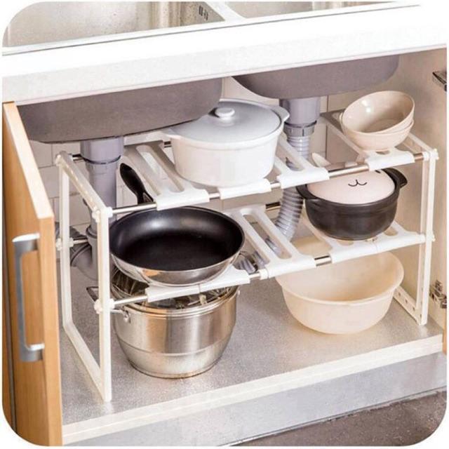 Kệ để nồi chảo đa năng An Store, Kệ nhà bếp 2 tầng tiện ích tiết kiệm không gian (Trắng)