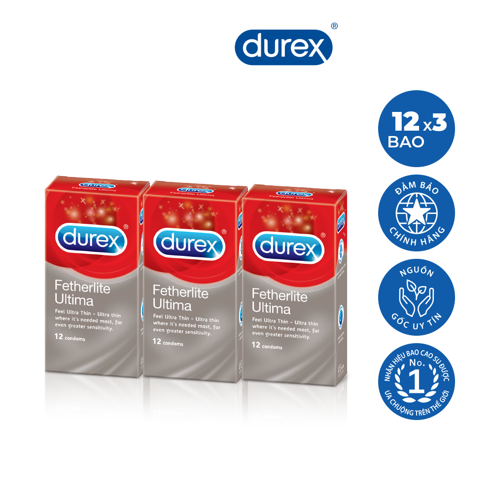 Combo Bộ Bao Cao Su Durex Fether Ultima 3 Hộp 12 Bao [ Che tên sản phẩm khi giao hàng ]