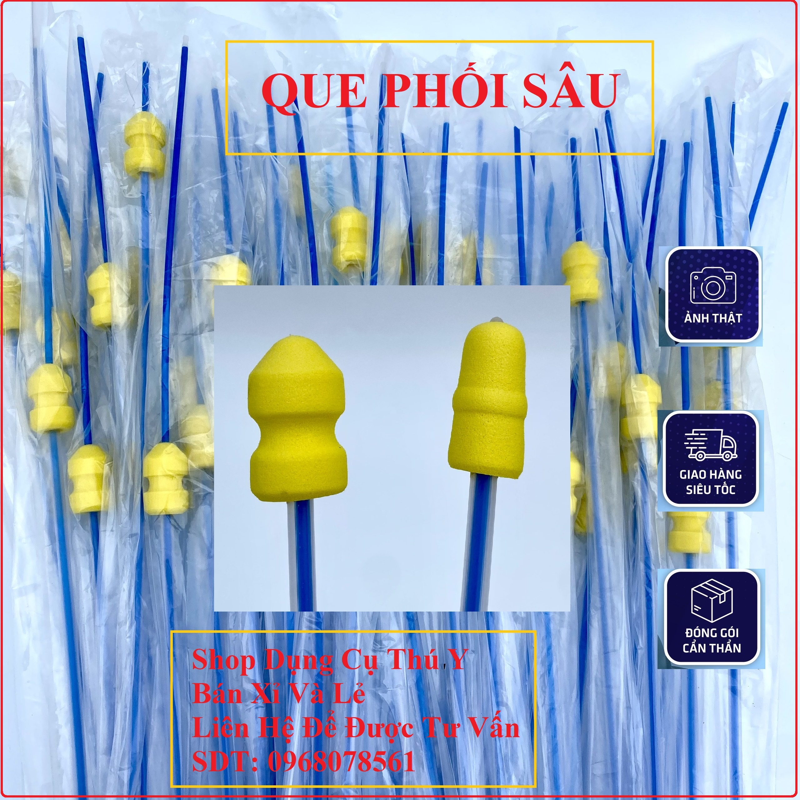 Que phối tinh heo, vòi phối sâu đầu to và nhỏ