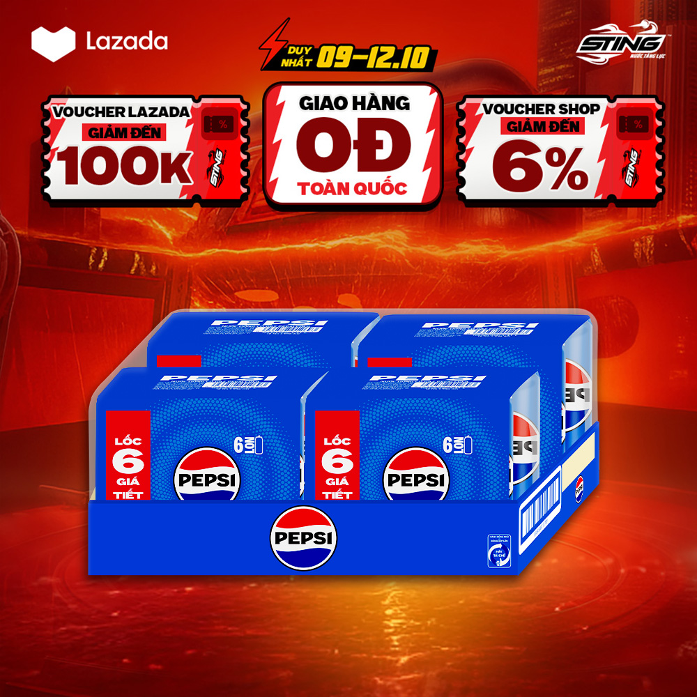 [SALE 10.10-VC ĐẾN 12%] Thùng 24 Lon Nước Ngọt Giải Khát Có Gaz Pepsi (235ml/lon)