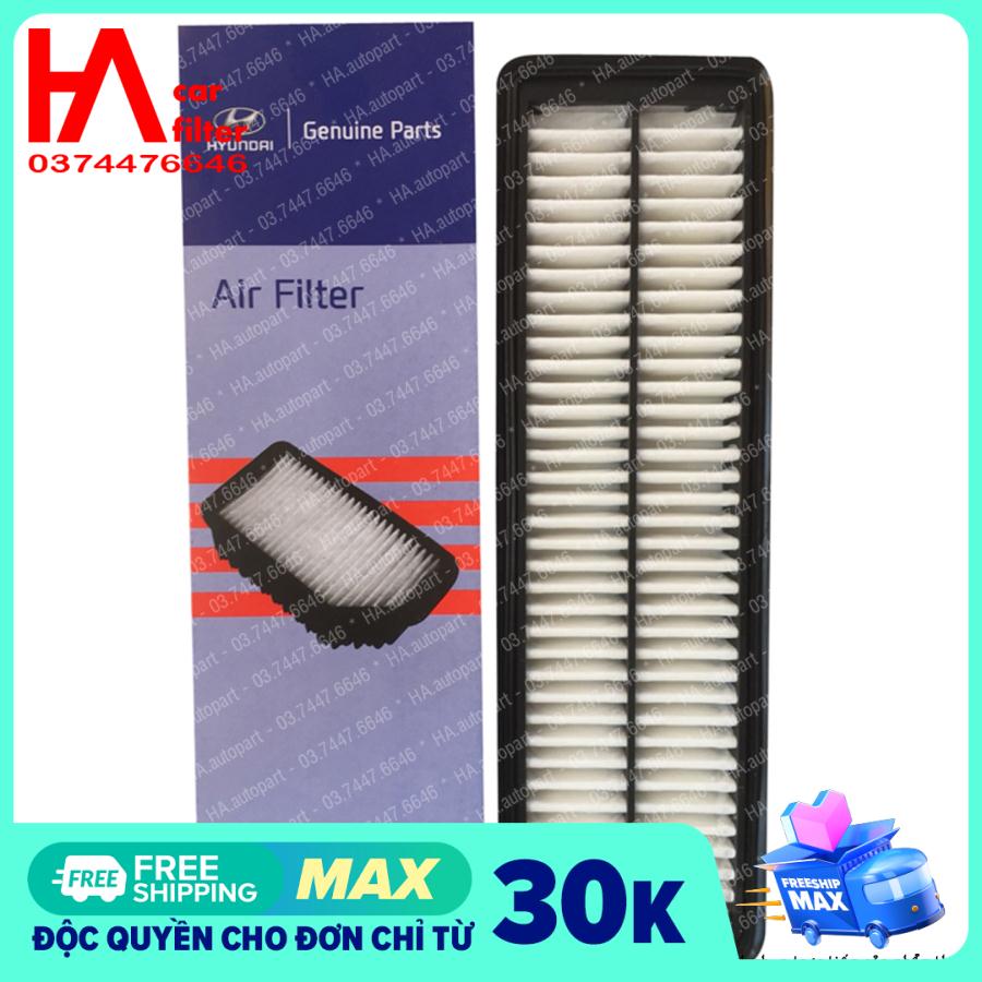 Lọc gió động cơ Grand I10, Eon. Kích thước sản phẩm: 352 x 106 x 35,5mm.