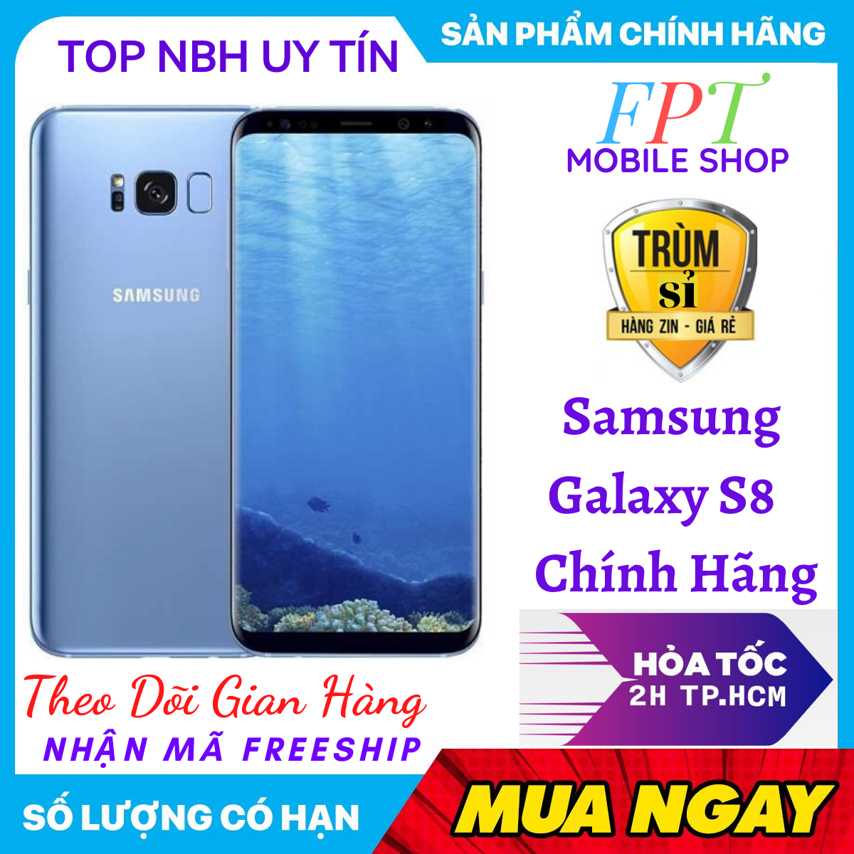 [HCM]Điện Thoại Samsung Galaxy S8 Bản Hàn 2Sim Ram 4Gb/64Gb Mới Màn hình vô cực tàn viền Màn hình: Super AMOLED 5.8" Quad HD+ (2K+)/ CPU: Exynos 8895 8 nhân Giá Cực rẻ Bảo Hành 1 đổi 1  (giao ngẫu nhiên 1 sim/2 sim)( màn ám hoặc lưu ảnh)