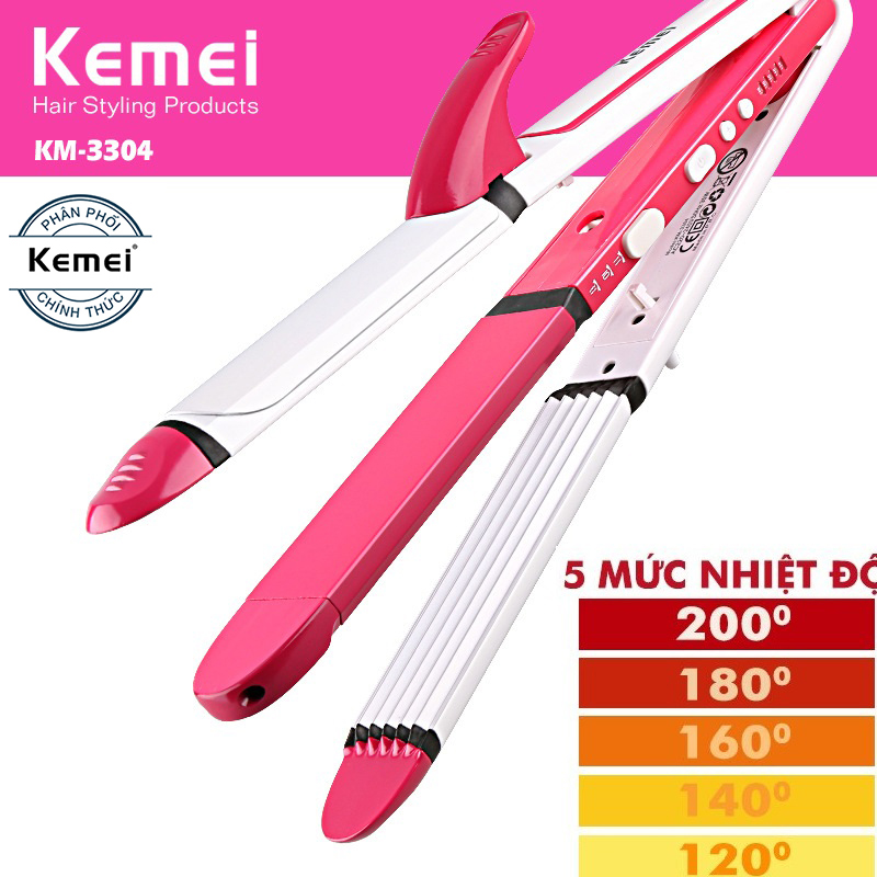 Máy duỗi bấm uốn 3in1 kemei 3304