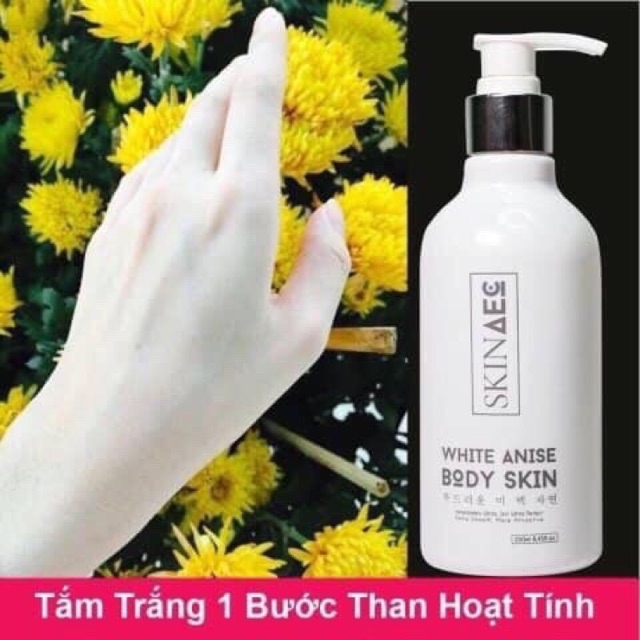 1 CHAI SỮA TẮM  Ủ TRẮNG, SỮA TẮM KÍCH TRẮNG SKIN AEC THAN HOẠT TÍNH  - BẬT TÔNG NGAY SAU LẦN ĐẦU SỬ DỤNG