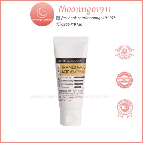 Kem dưỡng Derma Factory Tranexamic Acid 6% Cream 30ml