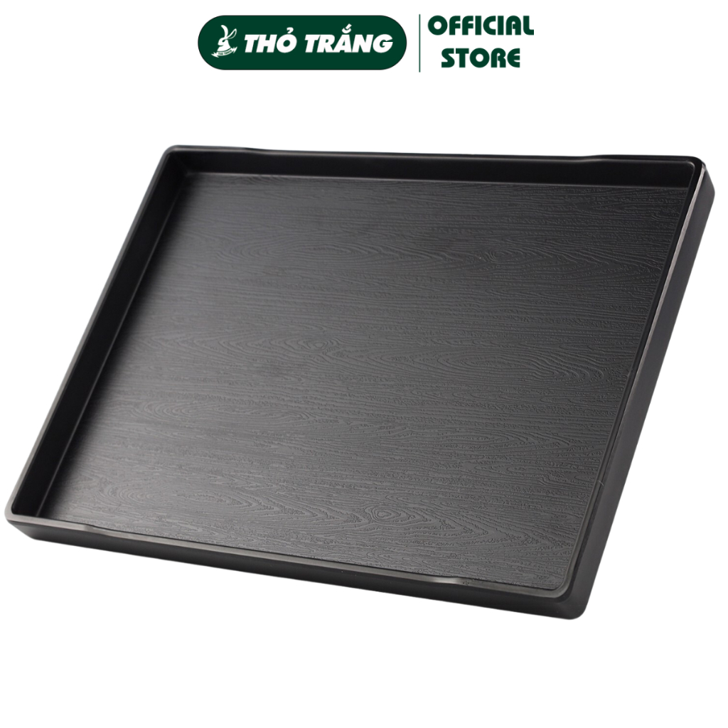Khay phục vụ khay chống trượt giả gỗ hình chữ nhật nhiều size cho nhà hàng quán nước