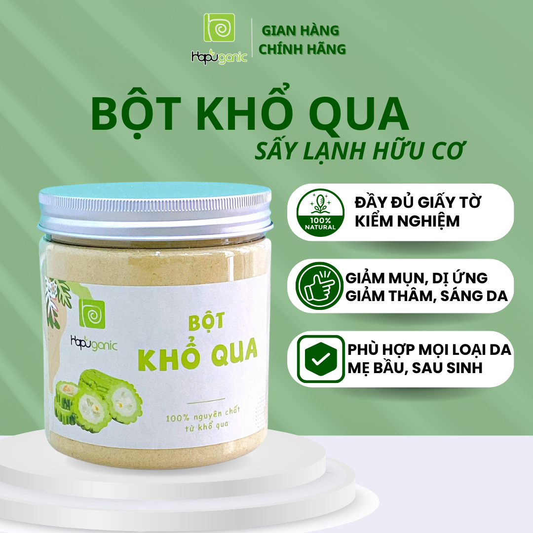 [HCM]Hũ Bột Khổ Qua Thiên Nhiên HaPu Organic Bột Thiên Nhiên Đắp Mặt Sáng Da Ngừa Mụn Kiềm Dầu và Phục Hồi Làn Da