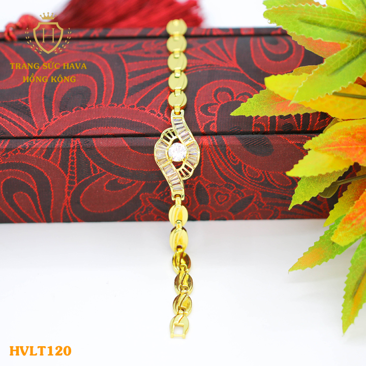 Lắc Tay Nữ, Vòng Tay Mặt Đính Đá, Titan Xi Mạ Vàng Non 18k, 24k Cao Cấp (Không Bị Xỉn Đen) - Trang Sức Hava Hong Kong Phong Cách Thời Trang