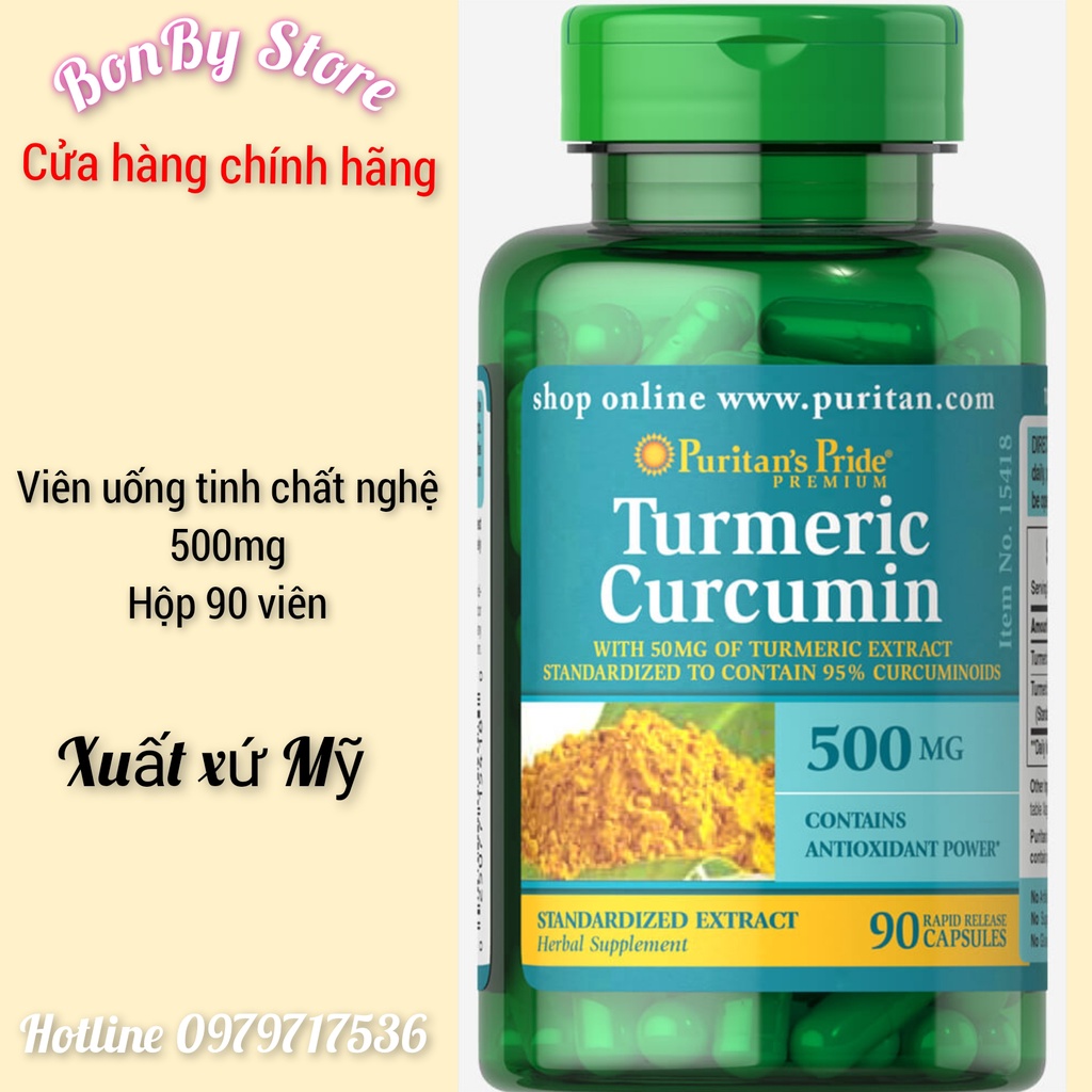 Viên uống tinh chất nghệ Turmeric Curcumin 500mg 90 viên Puritan Pride.