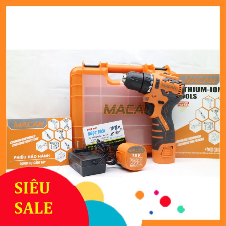 Máy khoan dùng pin 18v macan động cơ không chổi than
