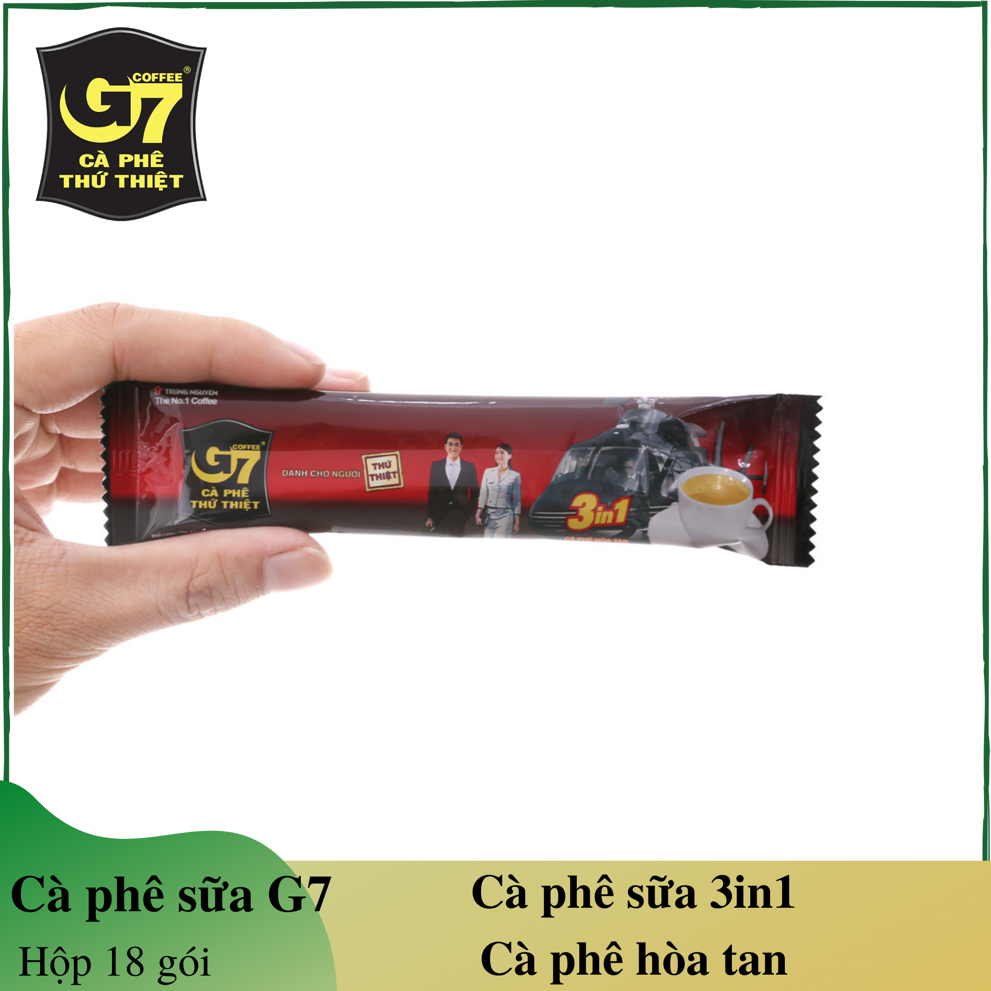 Cà phê sữa g7 3in1 trung nguyên - hộp 18 gói dài - cà phê hòa tan