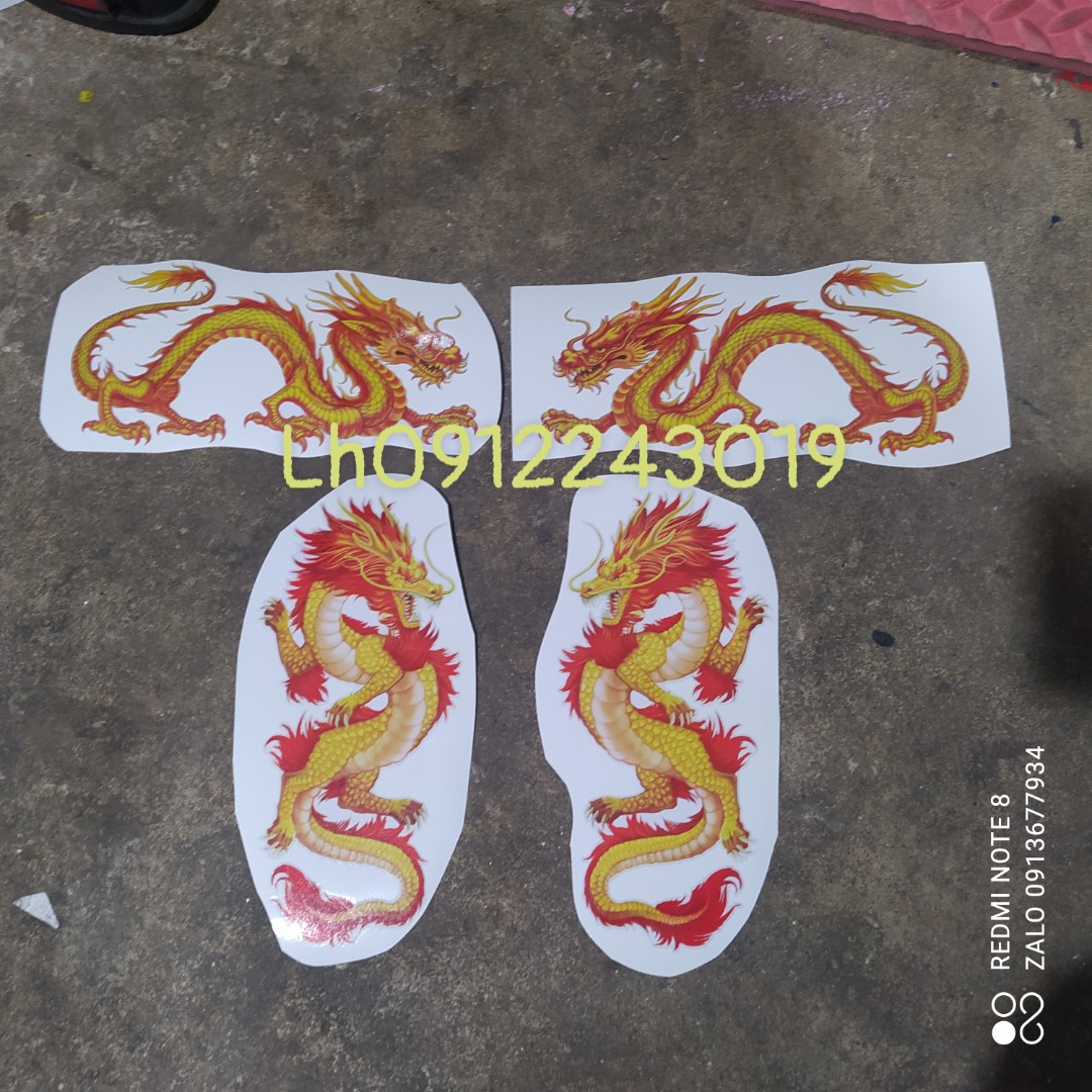 Cặp tem decal rồng dán trang trí xe ô tô, xe tải