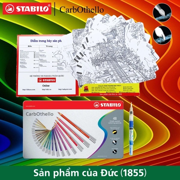 Combo Bút chì màu phấn đa năng Stabilo CarbOthello hộp thiếc 48 màu