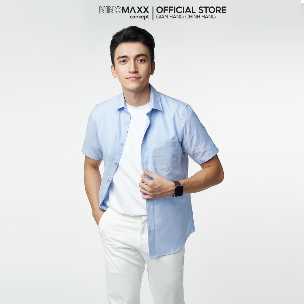 Ninomaxx shirt cotton material Men Oxford form slim sleeveless short fit