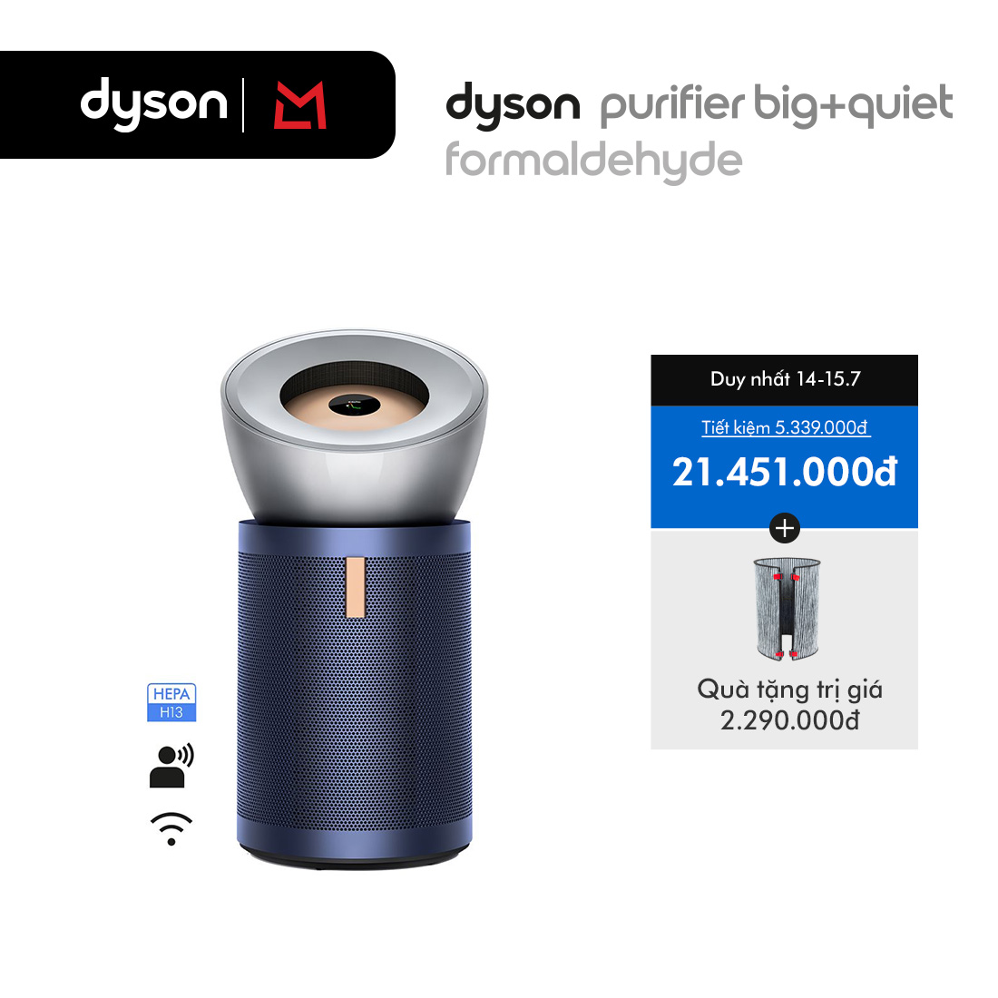 [DUY NHẤT 15.7: Voucher 14% Tối đa 2 Triệu] Máy lọc không khí Dyson Purifier Big + Quiet Formaldehyde BP03 (Xám Trắng/Xanh Phổ)