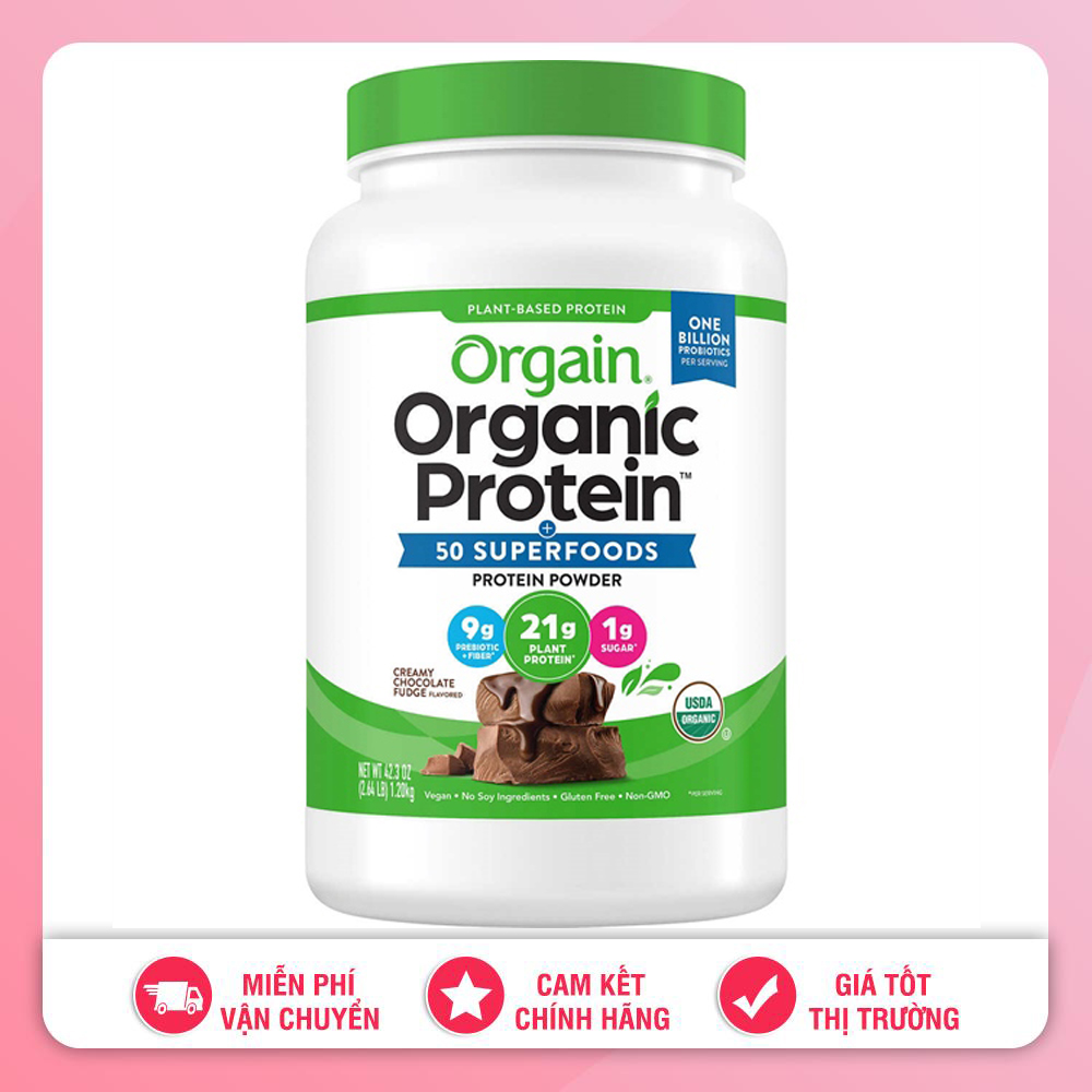 BỘT HỮU CƠ ORGAIN PROTEIN AND 50 SUPERFOODS PLANT BASED HƯƠNG CHOCOLATE 1.2KG [DATE 4.2025]