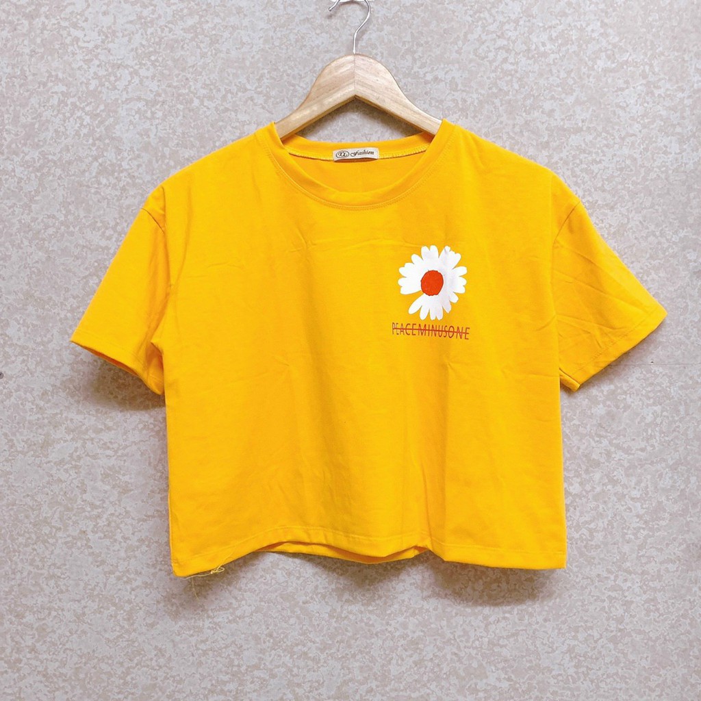 Aó croptop hình hoa cúc frieesize từ 45-65kg