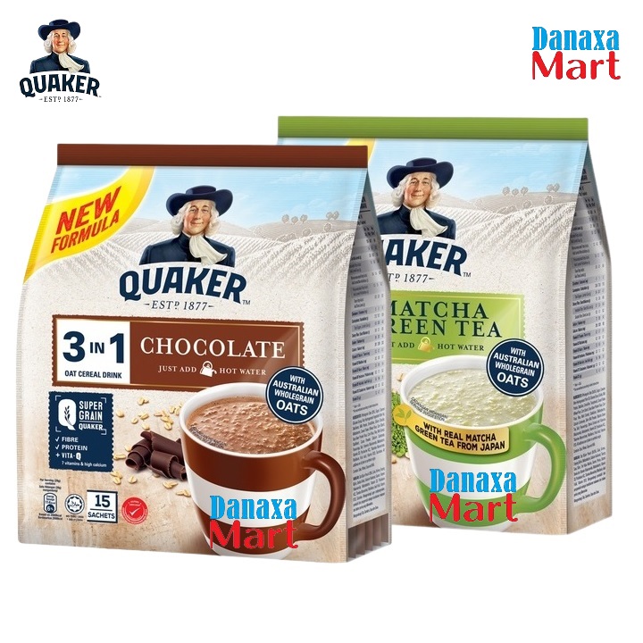 Combo 2 Gói Thức Uống Yến Mạch Quaker 3in1 Vị Chocolate và Matcha Trà Xanh