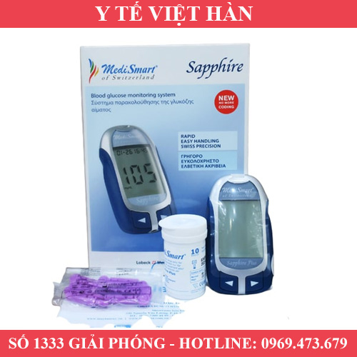 Máy đo đường huyết medismart sapphire plus - bảo hành trọn đời - nhập khẩu từ thuỵ sĩ