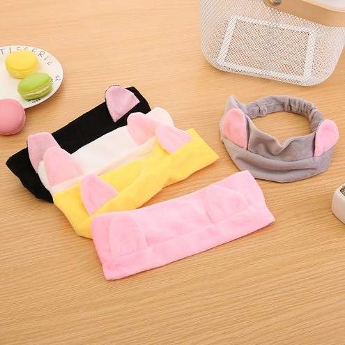 Băng Đô bờm tóc hình Tai Mèo Rửa Mặt Makeup Co Giãn Siêu Dễ Thương 22 X 10 CM