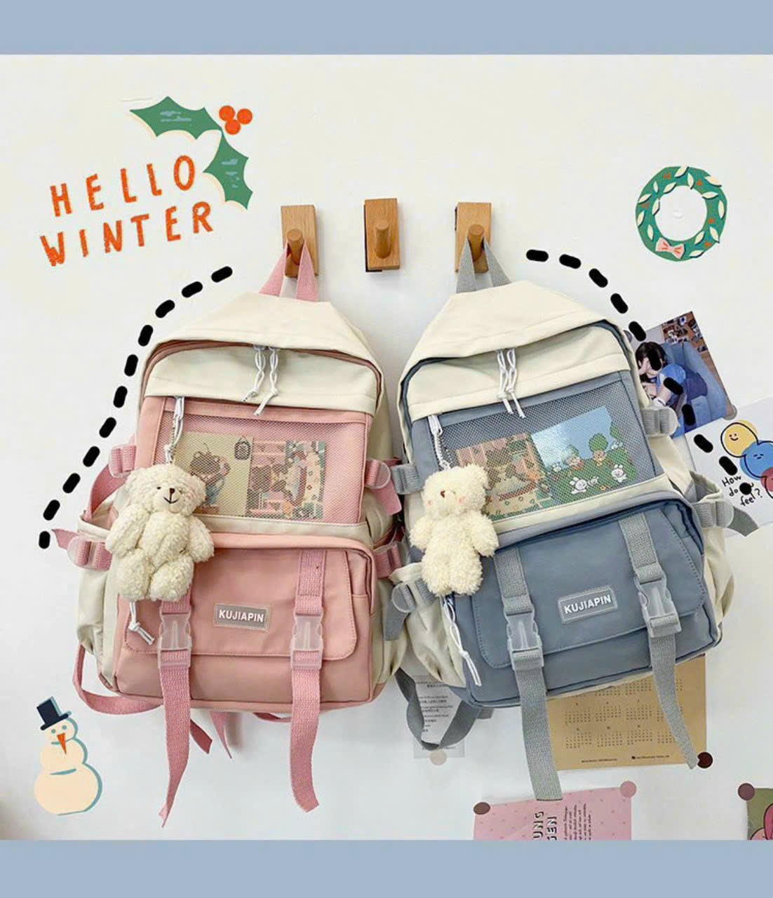 Balo ulzzang phong cách hàn quốc - balo thời trang đi học nam nữ kujiapin