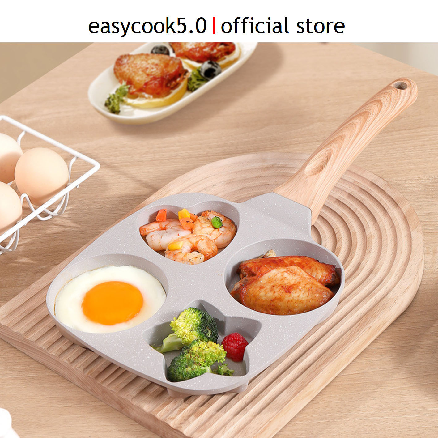 Chảo chống dính 4 ngăn cao cấp, đáy từ dùng mọi loại bếp