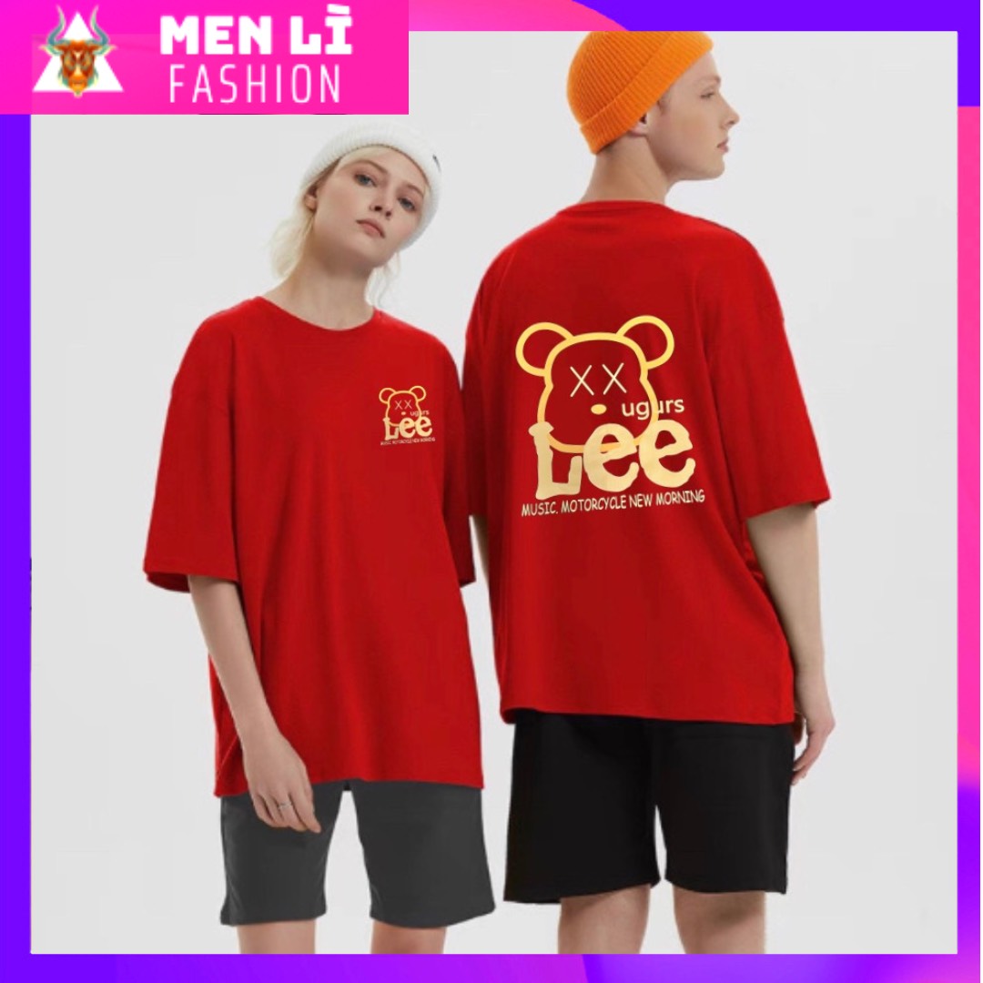 Áo Thun GẤU LEE (màu đỏ) Nam Nữ, Áo Phông Unisex Form Rộng Tay Lỡ, AT130 trending xu hướng, Men Lì Fashion, Thời Trang Hàn Quốc, Độc Đẹp Vải Dày Mịn Thoáng Mát, Thiết Kế Thời Trang, Kiểu Dáng Năng Động Trẻ Trung