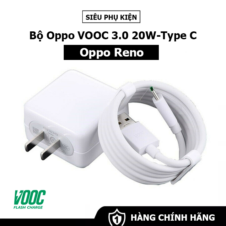 Bộ Sạc Nhanh VOOC 3.0 OPPO Reno -  Cáp VOOC Type C - Dài 1M