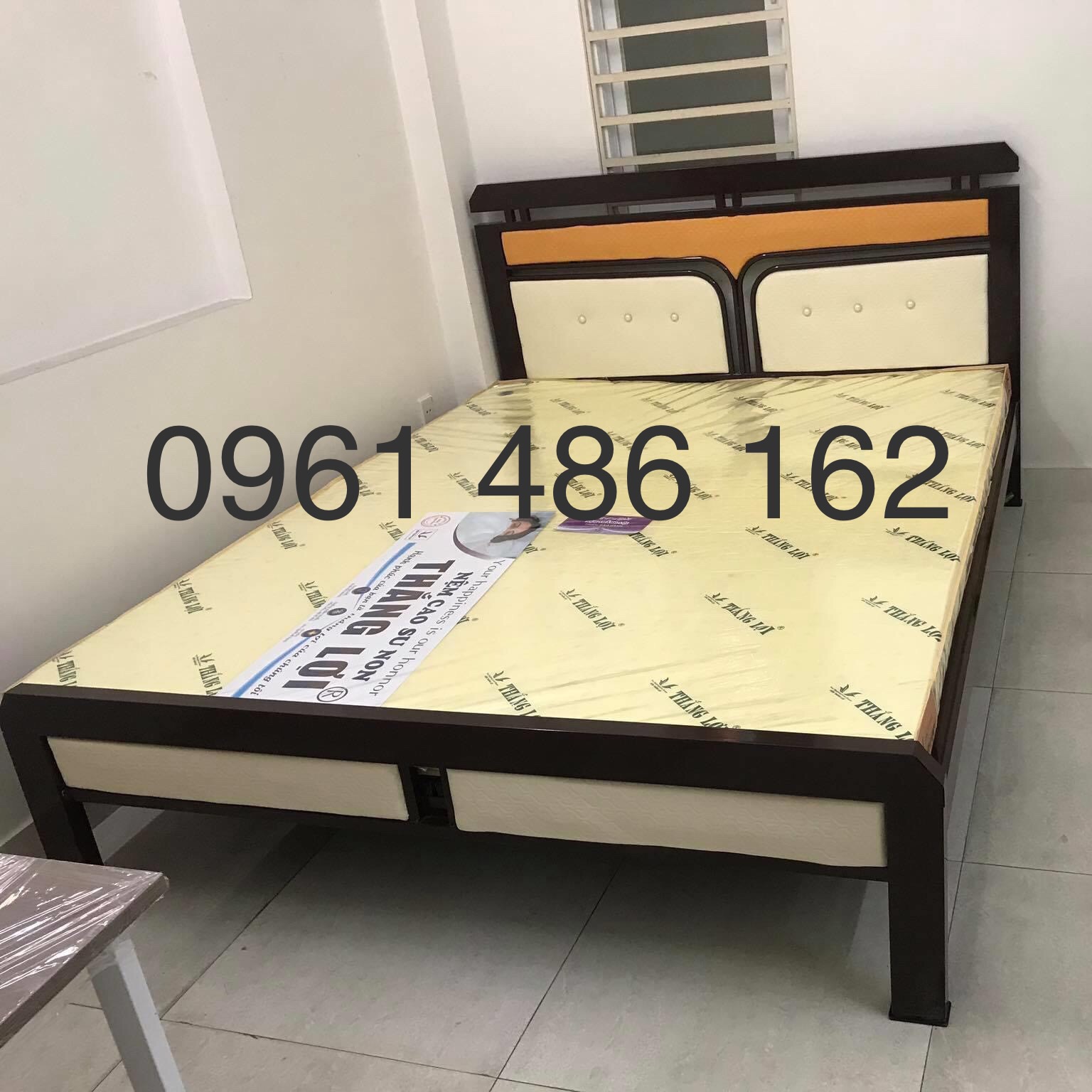 [HCM]Giường sắt khung hộp 4-8- ngang 1m8 dài 2m- 0961.486.162