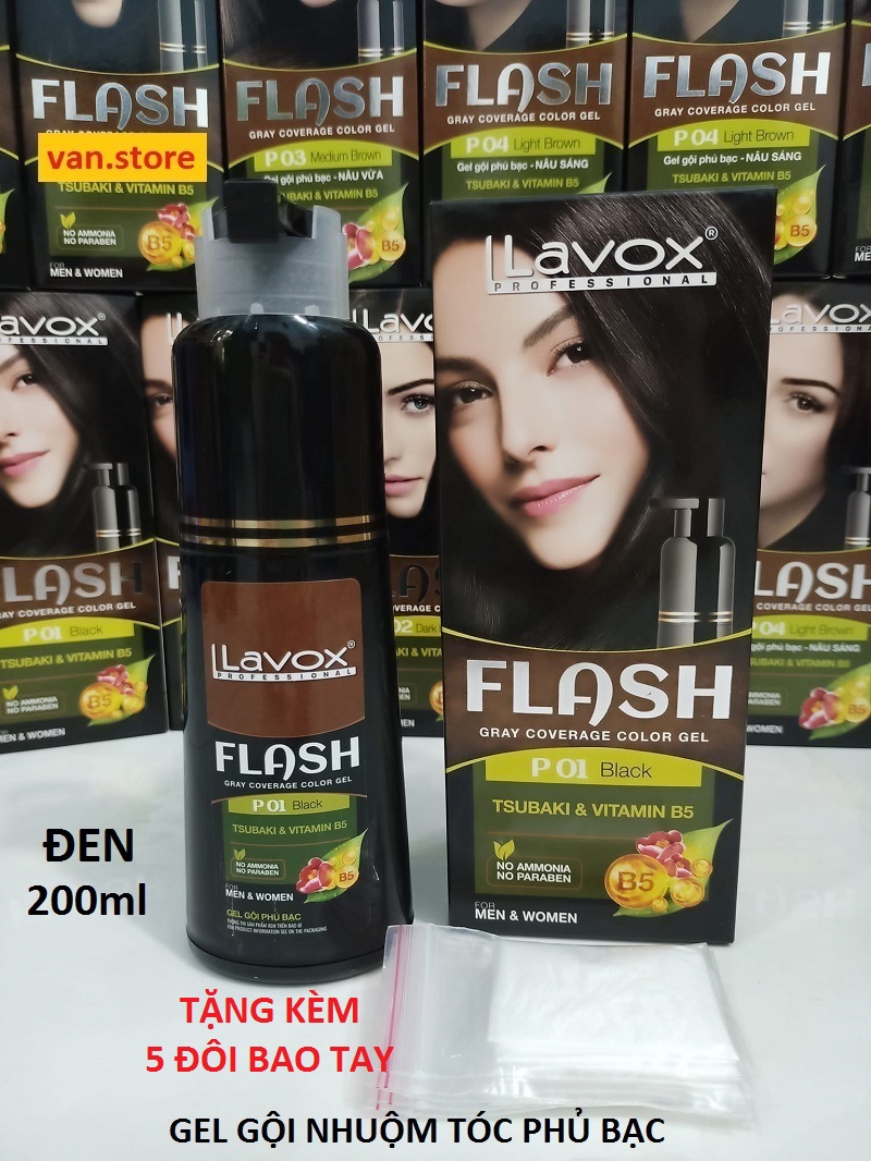 [Đủ Màu] Dầu Gội Nhuộm Tóc Phủ Bạc Lavox - Đen/ Nâu - Thảo Dược Tự Nhiên & Vitamin B5 200ml , Sử Dụng Được Nhiều Lần