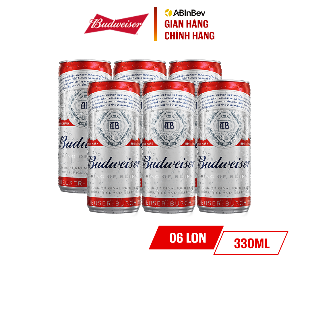 Lốc 6 Lon Bia Budweiser Chính Hãng