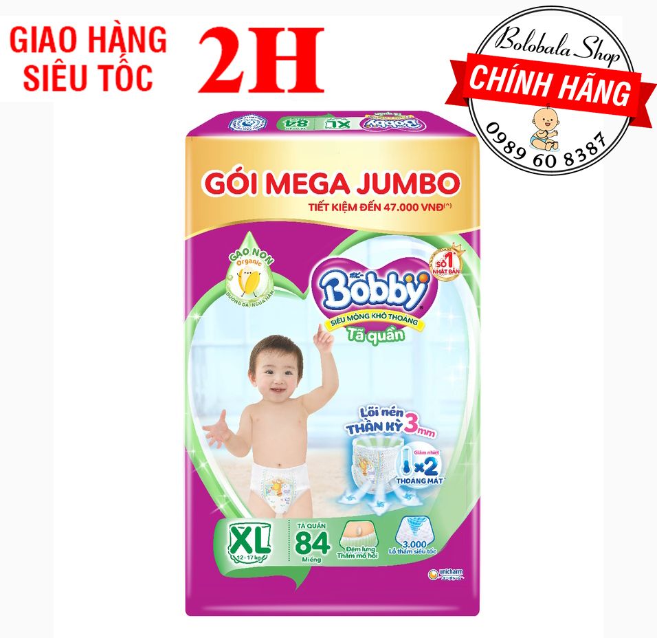 Tã quần bobby mới mega jumbo m120/l104