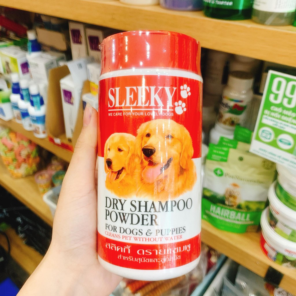 [HCM]Phấn tắm khô cho chó mèo Sleeky 150g - Made in Thailand