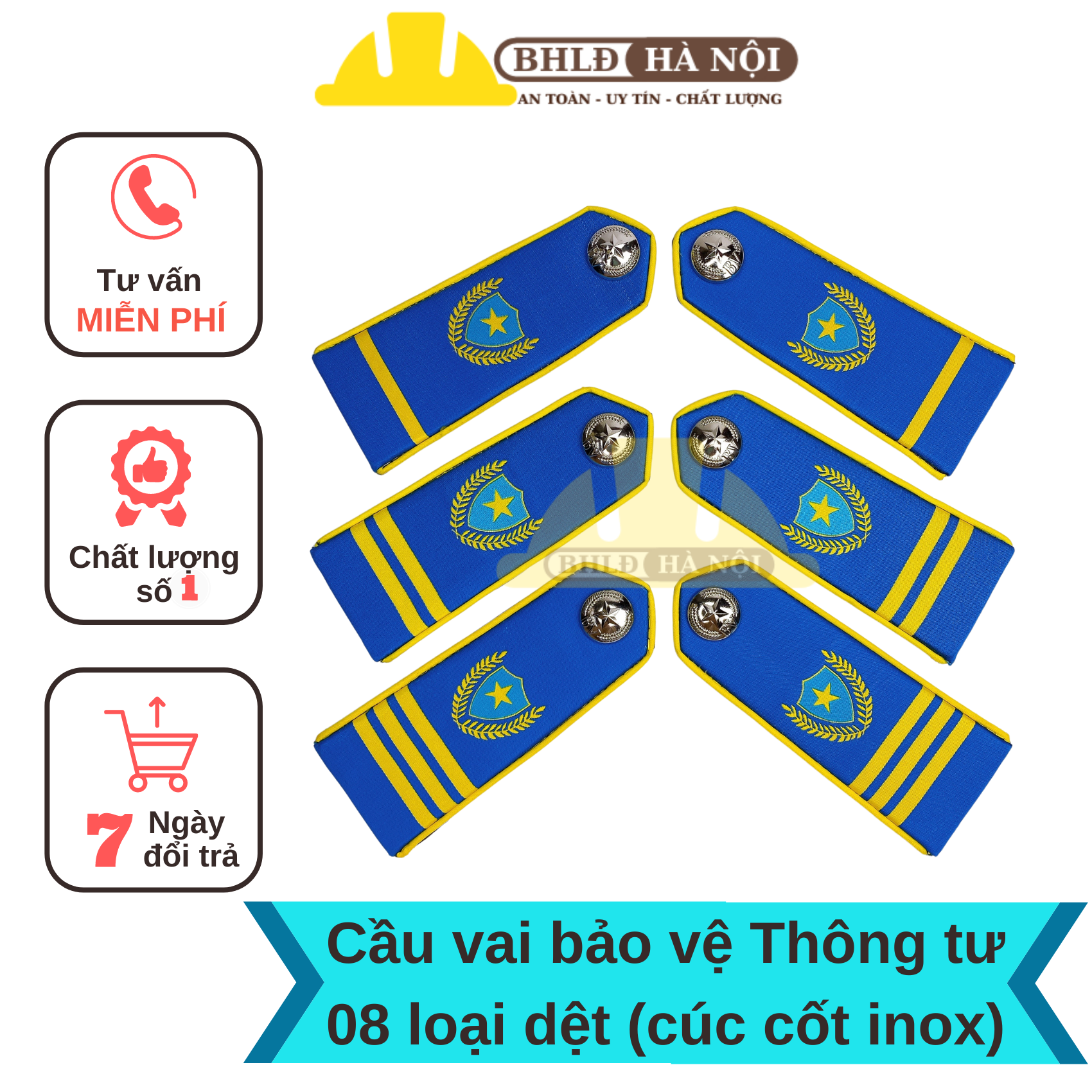 Cầu vai bảo vệ Thông tư 08 loại dêt (cúc chốt inox)