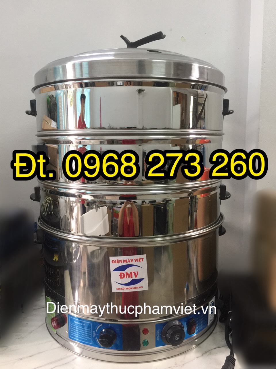 Nồi hấp bánh bao bằng điện size 52Cm 3 tầng hấp