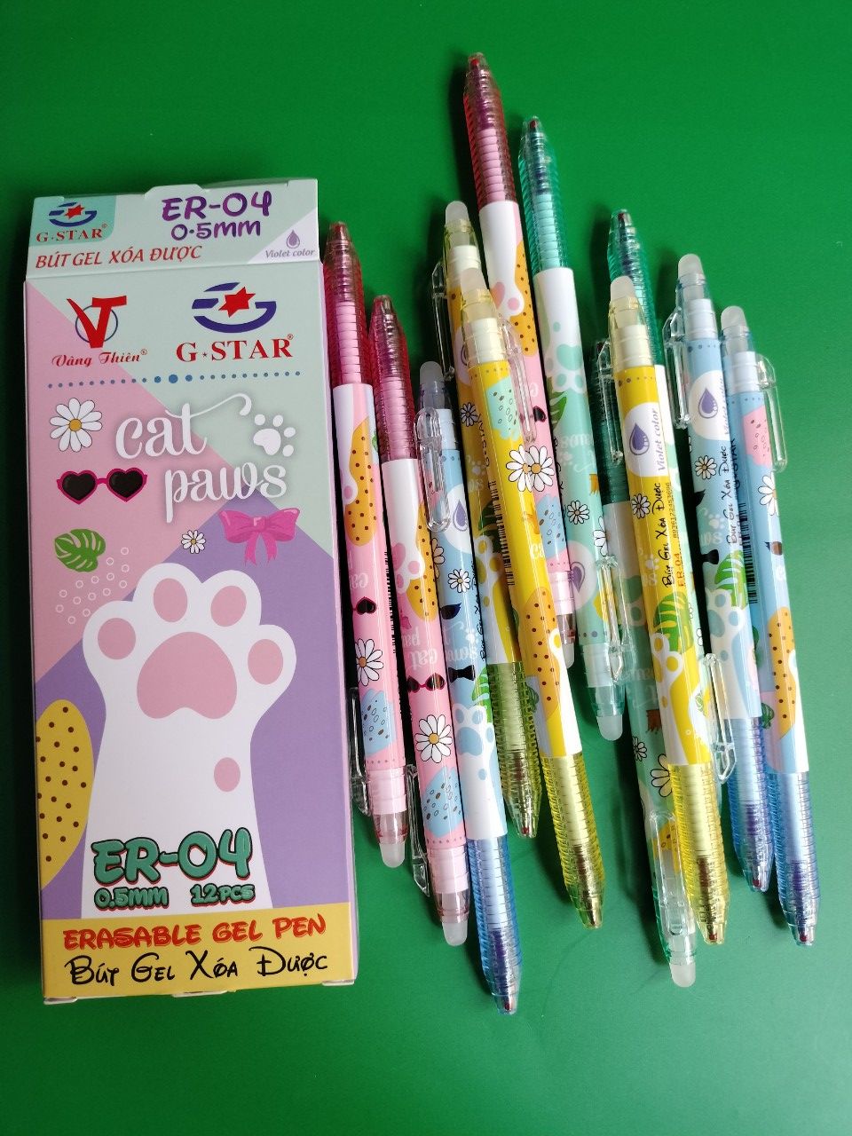 12 cây bút gel tím dạng bấm cao cấp xoá được er-04