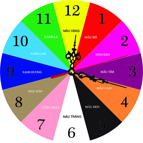 ( Freeship Max ) Đồng hồ treo tường kim trôi sắc màu cho trẻ học xem giờ học nhận biết màu sắc