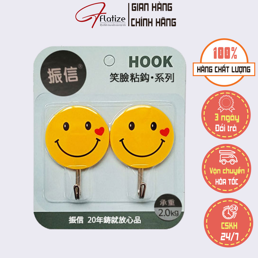 Móc dán tường siêu dính, móc treo quần áo mặt cười, móc dính tường HOOK 9807