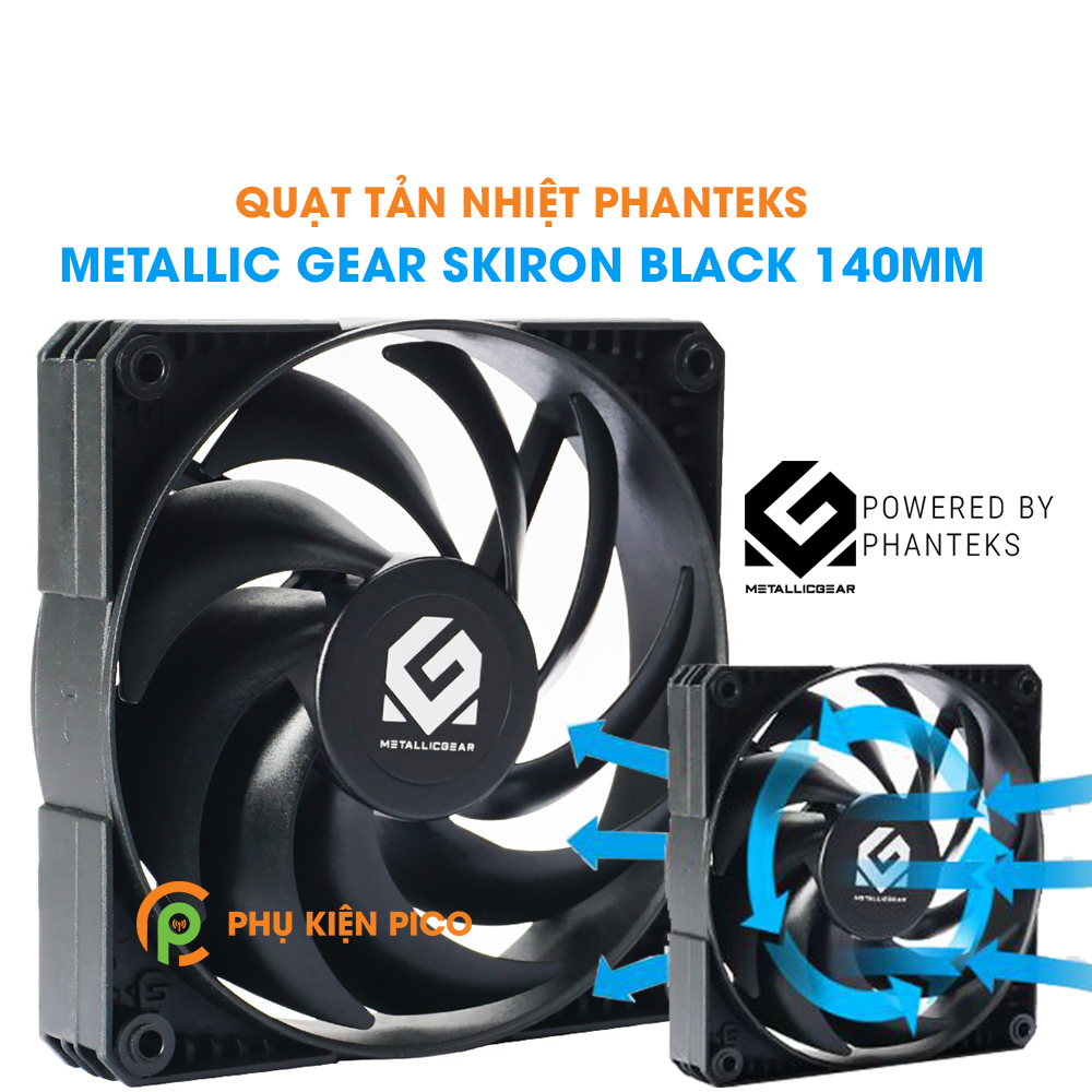 Quạt tản nhiệt chính hãng PHANTEKS Metallic Gear Skiron Black 140mm 1500 RPM - Quạt fan case 14cm siêu mát