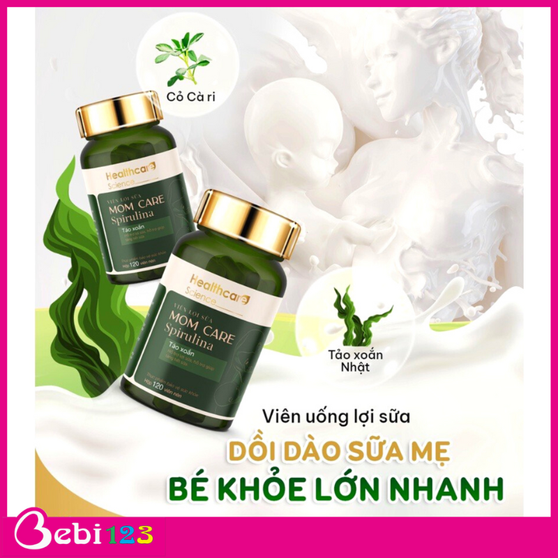 Hộp 120 viên uống lợi sữa tảo xoắn DR Celine Mom Care Spirulina cho nguồn sữa mẹ dồi dào